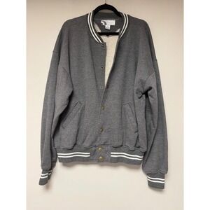 10TH GEAR Gray Baseball Bomber Jacket Athleisure Snap Button L